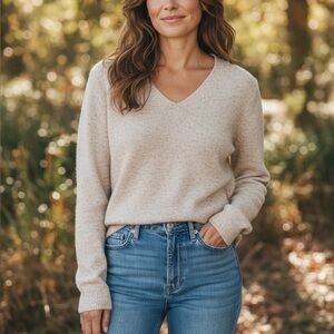Eileen Fisher Cream V-Neck Blouse